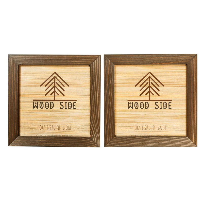 Woodside Rustic Wooden Square Picture Frames 8x8 - Set of 2-100% Natural Solid Eco Wood with Real Glass for Wall Mounting and Tabletop Photo Frame - Brown Wenge - Image 2
